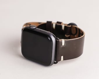 Shell Cordovan Apple Watch-band 44 mm 45 mm 40 mm 41 mm | Aangepaste horlogeband voor Apple Watch | Horween Leer Kleur 8 Shell Cordovan