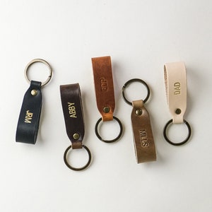 Personalized Leather Key Fob | Full Grain Leather Keychain | Custom Leather Personalized Gift | Veg Tanned Leather