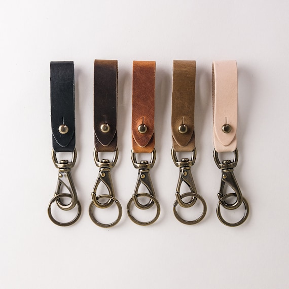 Vegetable tanned leather Key Fob, Handmade Leather Keychain Belt