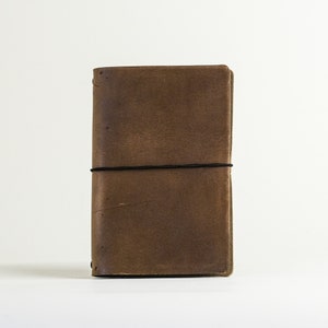 Personalized Leather Travel Journal | Custom Travelers Notebook | Leather Field Notes Cover | Horween Leather Natural