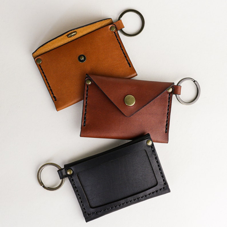 Keychain Wallet with ID Pocket Minimalist Credit Card Holder Etsy