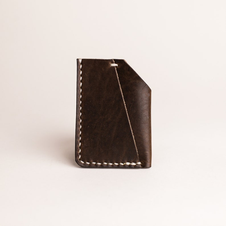 Cartera de bolsillo frontal / Cartera delgada de cuero para hombres y soporte para tarjeta de crédito / Regalo personalizado personalizado / Cuero negro Brown Nut