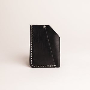 Cartera de bolsillo frontal / Cartera delgada de cuero para hombres y soporte para tarjeta de crédito / Regalo personalizado personalizado / Cuero negro Black