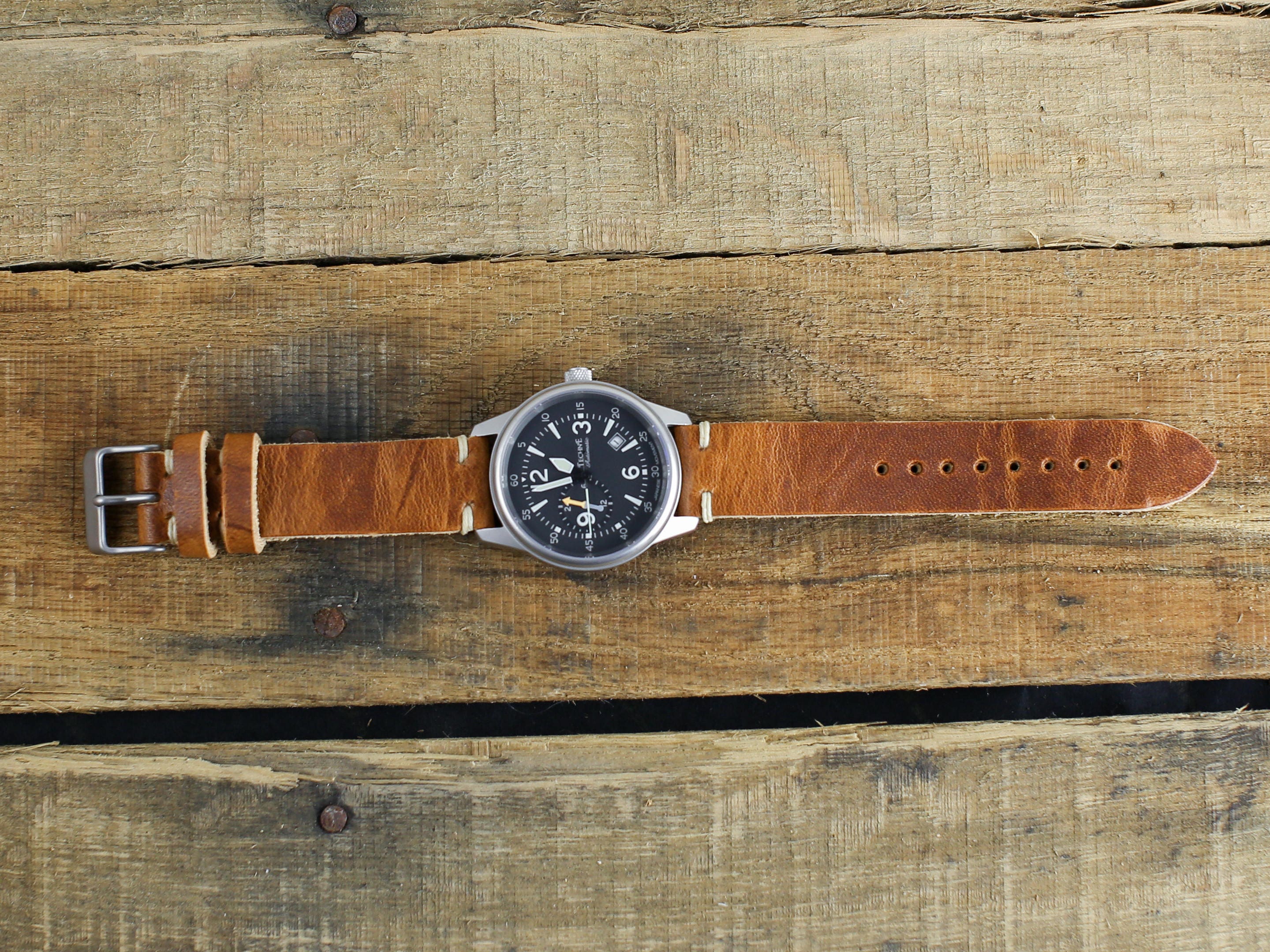 Correa de reloj de cuero marron 20 mm 18 mm 19 mm 22 mm 24 mm Correa de reloj de cuero Horween en bronceado ingles Hecho a mano personalizado Hebilla en miniatura Etsy Espana