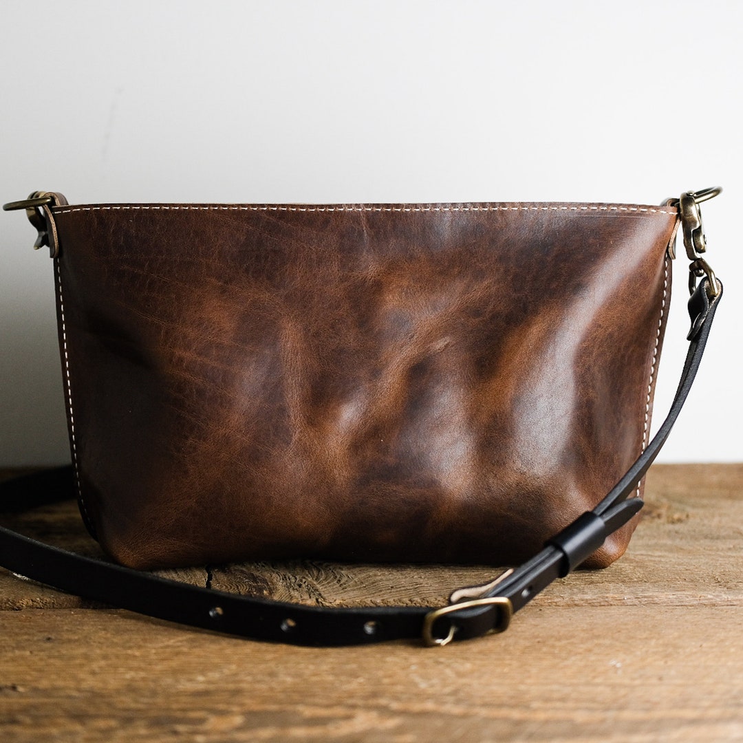 Leather Crossbody Bag for Women Dark Brown Leather - Etsy