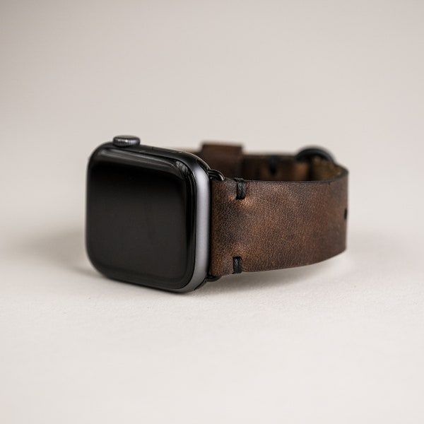 Leather Apple Watch Band 44mm | Ready to Ship Apple Watch Strap | for 42mm 38mm 44mm 40mm iWatch | Made in USA | Brown Nut Horween Leather