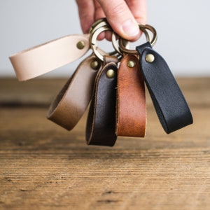 Leather Keychain Personalized Leather Key Fob Custom Gift Horween Leather English Tan image 3