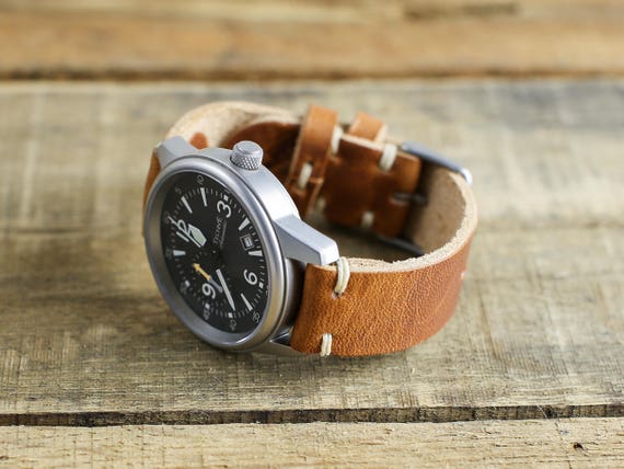 middelalderlig vi bitter Brown Leather Watch Strap 20mm 18mm 19mm 22mm 24mm Horween - Etsy