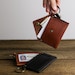 Slim Leather Wallet | ID Keychain Wallet | Minimalist Credit Card Holder | Coin Pouch | Graduation Teacher Gift | Chestnut Leather 