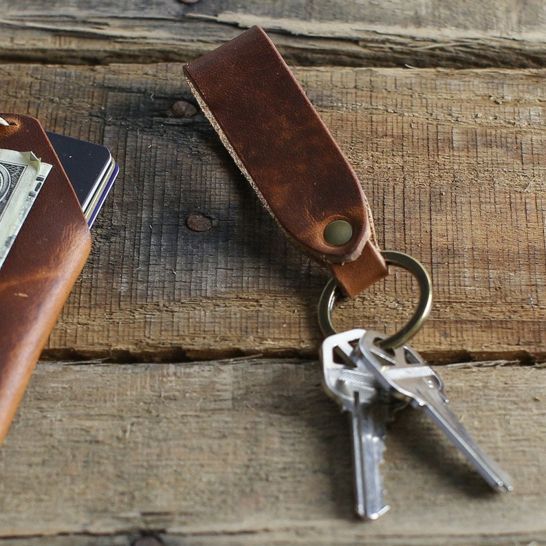 Personalized Leather Key Fob Full Grain Leather Keychain Etsy