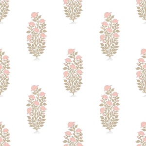 Floral Block Print Blush Pink Removable Wallpaper