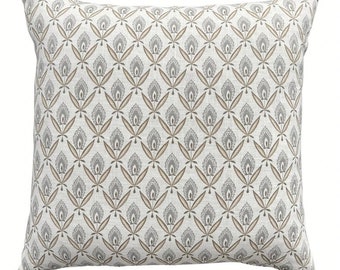 Lilas Linen neutral floral block print custom designer pillow