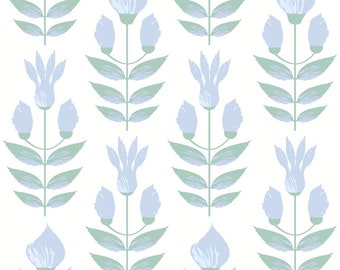 Tulip Waterscape Floral Block Print Removable Wallpaper