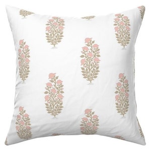 Floral Block Print Blush Pink Pillow