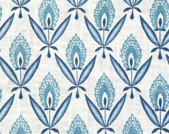 Lilas Blue floral block print custom designer pillow