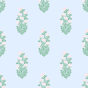 Floral Block Print Sky Removable Wallpaper