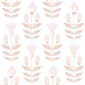 Tulip Blush Pink Floral Block Print Removable Wallpaper