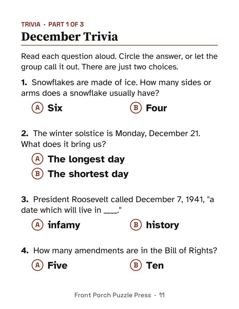 Easy December Activity Packet for Memory Care, Large Print Dementia Activities, Christmas & Hanukkah Puzzles PDF image 4