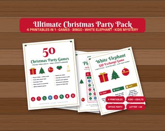 Christmas Party Games Bundle, 4 Printable Games in One (Digital Download)