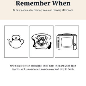 Nostalgic Coloring Pages for Seniors, Memory Care Printable