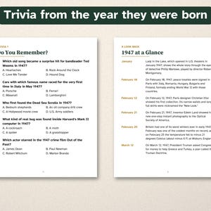 Born in 1947 Puzzle Book, 80th Birthday Gift, Large Print Trivia image 2