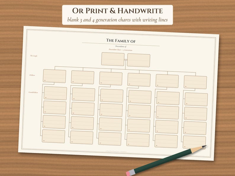 Editable Descendant Chart Printable, Family Tree Template & Maker image 4