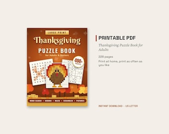 Thanksgiving Word Search & Puzzle Book, Large Print Printable for Adults
