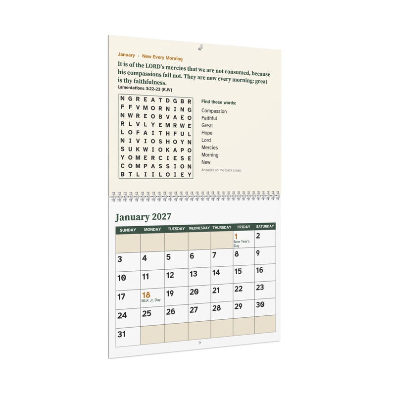 Large Print 2027 Scripture Wall Calendar, KJV Bible Verse and Word Search afbeelding 3