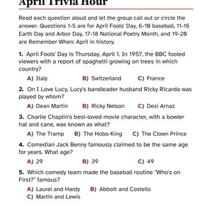 April Large Print Activity Packet for Seniors, Earth Day & Spring Puzzles and Trivia image 5