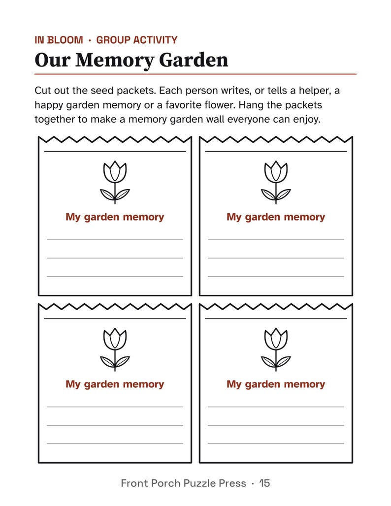 Gardening Activities for Seniors, Large Print Activity Packet, Garden Trivia & Puzzles, Memory Care image 6