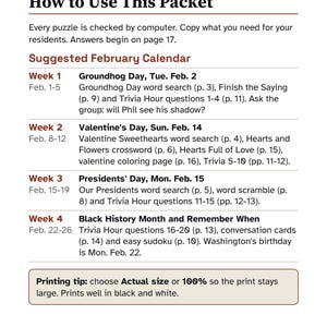 5 Months of Large Print Activity Packets for Seniors, November to March Bundle, Activity Director Puzzles image 6