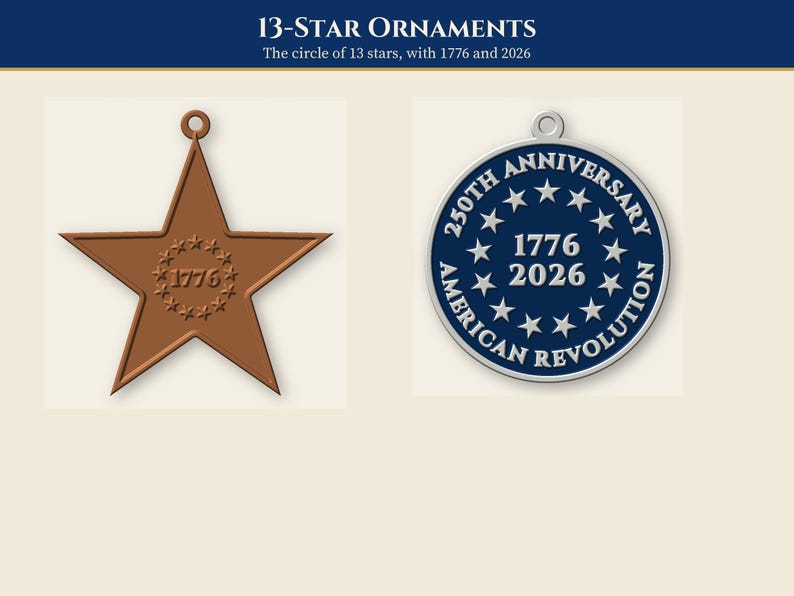 Revolutionary War Flag Ornament STL, 13 Star Christmas Ornament 3D Print Files image 6