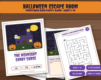 Halloween Escape Room for Kids Printable, Halloween Party Game Ages 7-12
