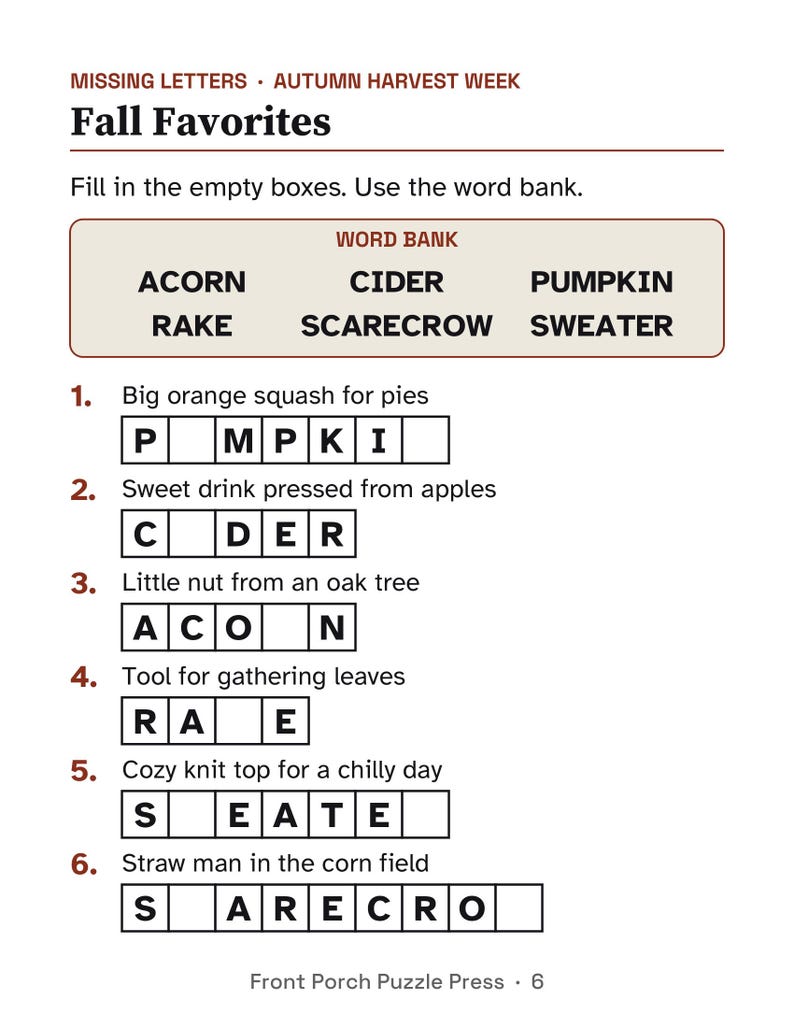 Easy November Activity Packet for Memory Care, Large Print Dementia Activities, Thanksgiving & Veterans Day Puzzles PDF image 3
