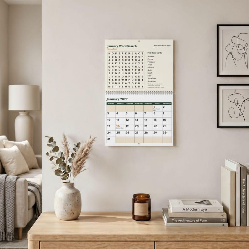 Large Print 2027 Wall Calendar with Word Search Puzzles image 5