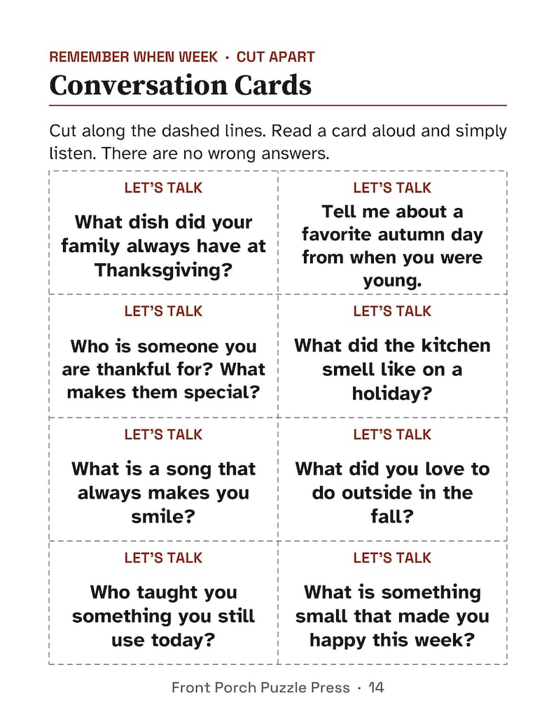 Easy November Activity Packet for Memory Care, Large Print Dementia Activities, Thanksgiving & Veterans Day Puzzles PDF image 6