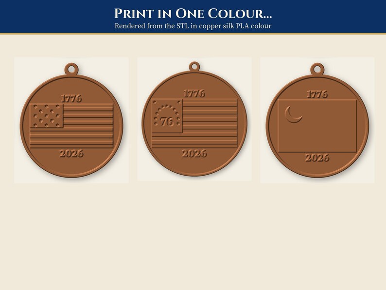 Revolutionary War Flag Ornament STL, 13 Star Christmas Ornament 3D Print Files image 2