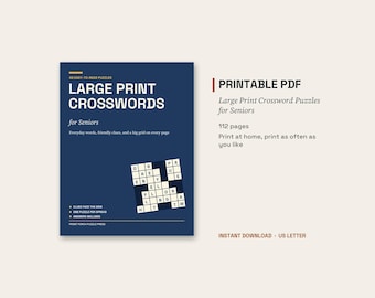 Large Print Crossword Puzzles for Seniors, 48 Easy Printable Crosswords (PDF)