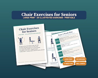 Chair Exercises for Seniors Printable, Large Print Seated Workout Chart