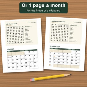 Printable 2027 Calendar, Large Print, Word Search Every Month image 3
