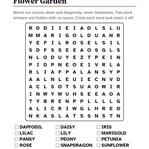 Gardening Activities for Seniors, Large Print Activity Packet, Garden Trivia & Puzzles, Memory Care image 3