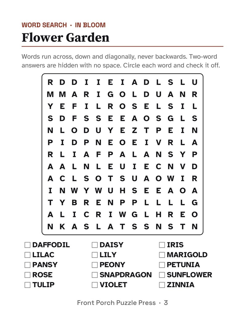 Gardening Activities for Seniors, Large Print Activity Packet, Garden Trivia & Puzzles, Memory Care image 3