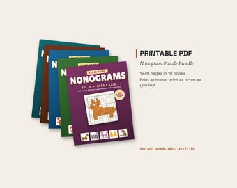 Nonogram Puzzle Book Bundle, 1,520 Large Print Picture Logic Puzzles