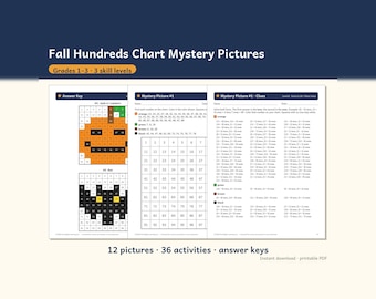Halloween Hundreds Chart Mystery Pictures, Fall Math Grades 1-3 PDF