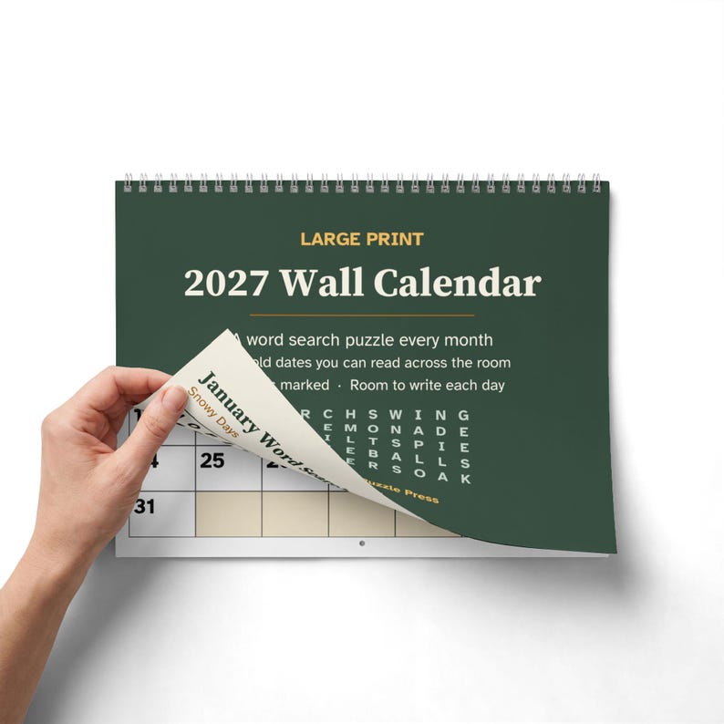 Large Print 2027 Wall Calendar with Word Search Puzzles image 4