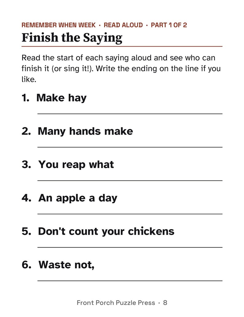Easy November Activity Packet for Memory Care, Large Print Dementia Activities, Thanksgiving & Veterans Day Puzzles PDF image 5