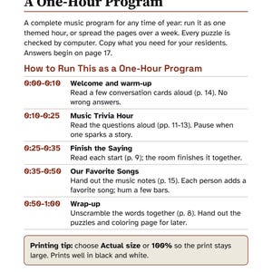 Music Trivia for Seniors, Large Print Activity Packet, Oldies Sing Along & Puzzles, Memory Care image 2