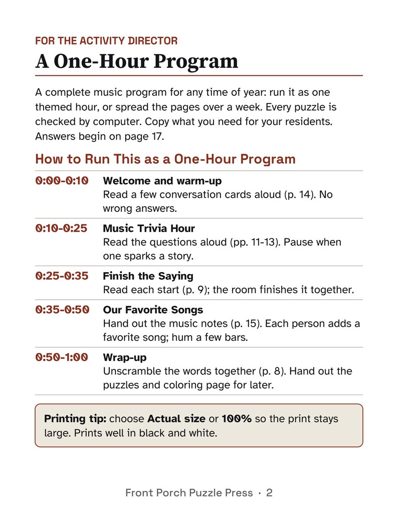 Music Trivia for Seniors, Large Print Activity Packet, Oldies Sing Along & Puzzles, Memory Care image 2