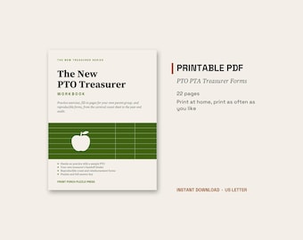 PTO PTA Treasurer Forms, Cash Count Sheet and Budget Templates (PDF)