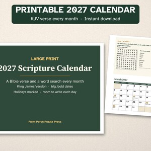 Printable 2027 Bible Verse Calendar, Large Print, KJV Word Search